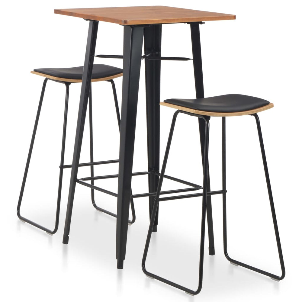 vidaXL 3-Piece Bar Set Steel Black