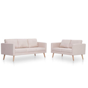 vidaXL 2-piece Sofa Set Fabric Cream