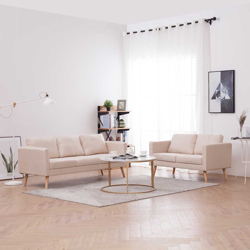 vidaXL 2-piece Sofa Set Fabric Cream