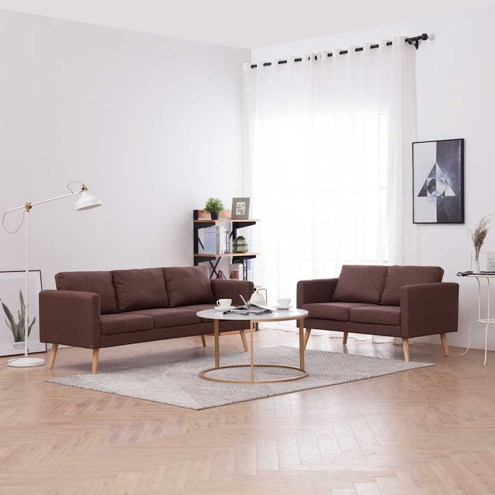 vidaXL 2-Piece Sofa Set Fabric Brown