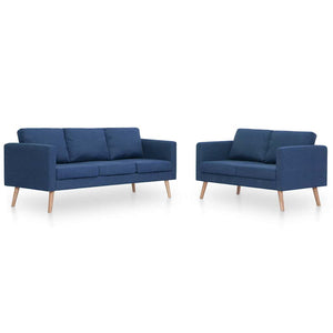 vidaXL 2-Piece Sofa Set Fabric Blue