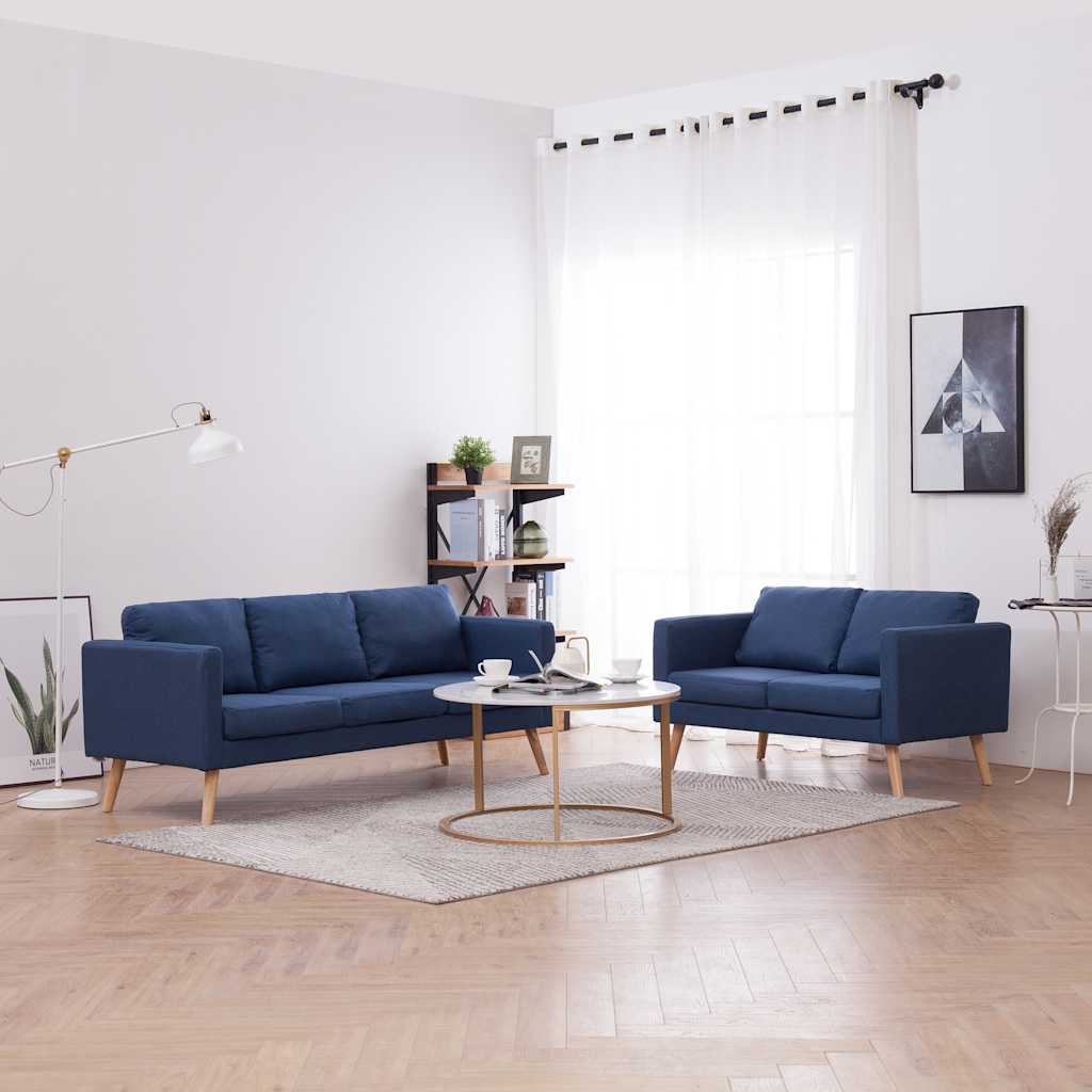 vidaXL 2-Piece Sofa Set Fabric Blue