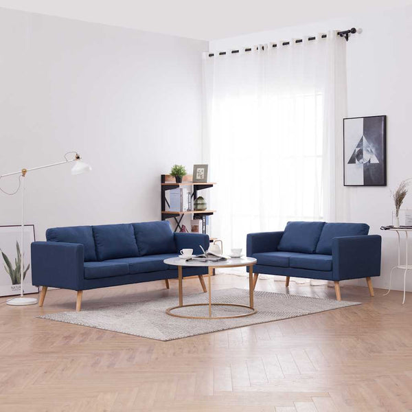 vidaXL 2-Piece Sofa Set Fabric Blue