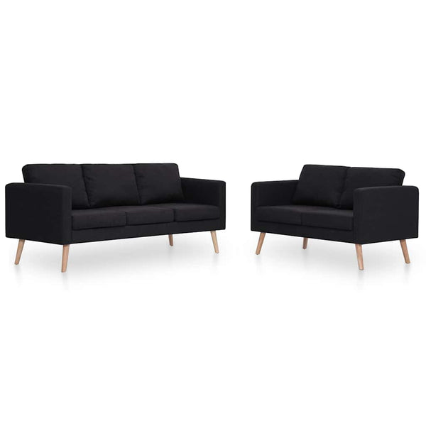 vidaXL 2-piece Sofa Set Fabric Black