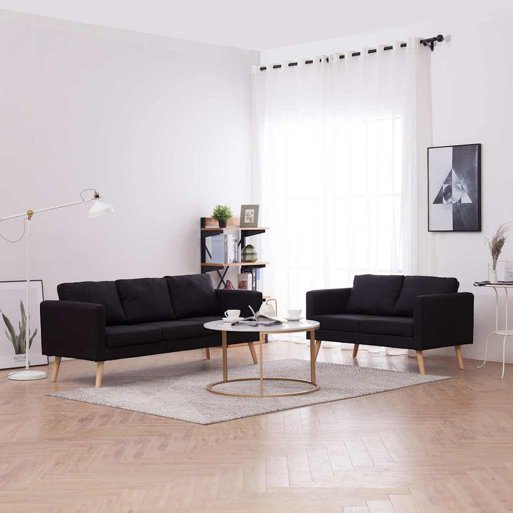 vidaXL 2-piece Sofa Set Fabric Black