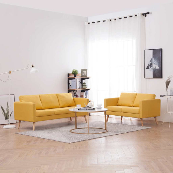 vidaXL 2-Piece Sofa Set Fabric Yellow