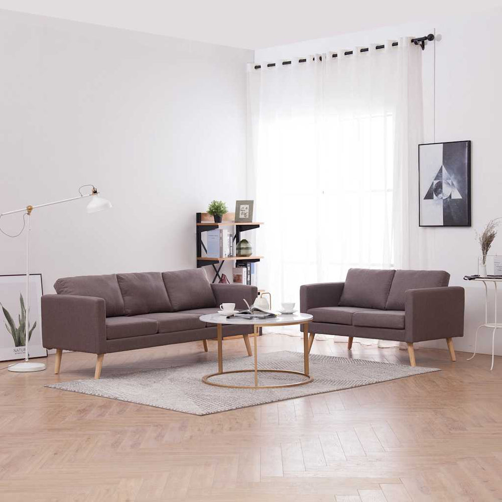 vidaXL 2-Piece Sofa Set Fabric Taupe