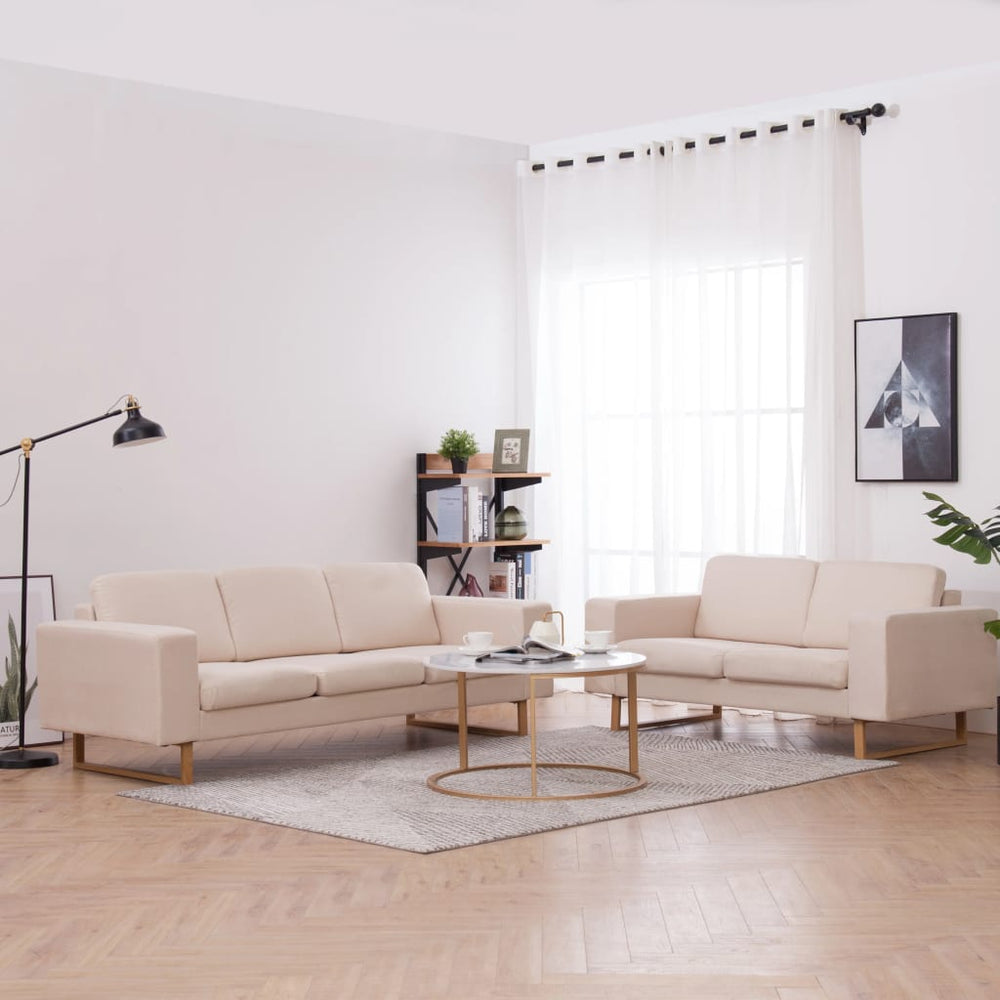 vidaXL 2-piece Sofa Set Fabric Cream