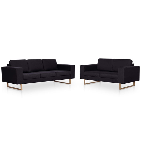 vidaXL 2-piece Sofa Set Fabric Black