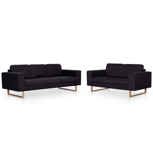 vidaXL 2-piece Sofa Set Fabric Black