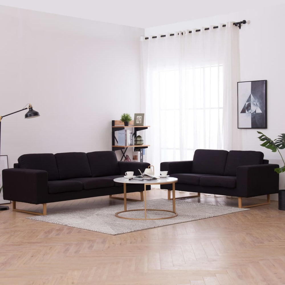 vidaXL 2-piece Sofa Set Fabric Black