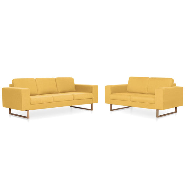 vidaXL 2-Piece Sofa Set Fabric Yellow