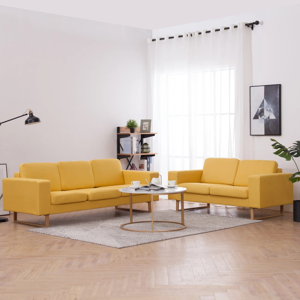 vidaXL 2-Piece Sofa Set Fabric Yellow