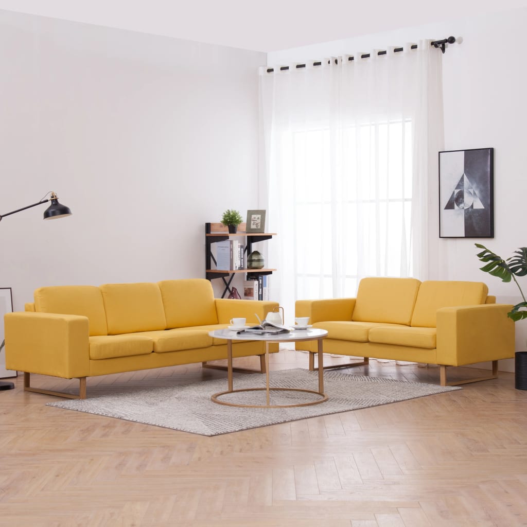 vidaXL 2-Piece Sofa Set Fabric Yellow
