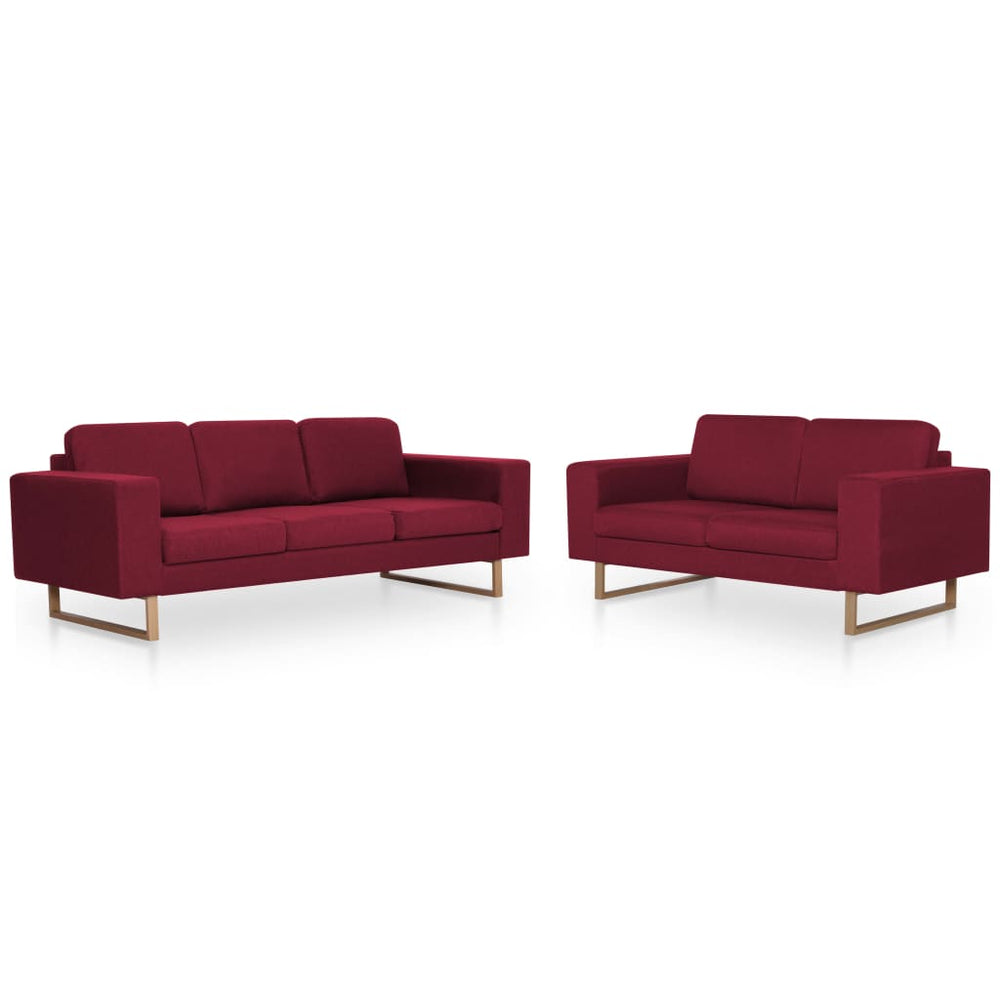 vidaXL 2-Piece Sofa Set Fabric Wine Red