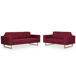 vidaXL 2-Piece Sofa Set Fabric Wine Red