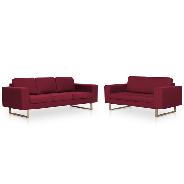 vidaXL 2-Piece Sofa Set Fabric Wine Red