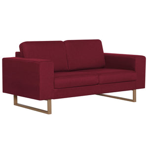 vidaXL 2-Piece Sofa Set Fabric Wine Red