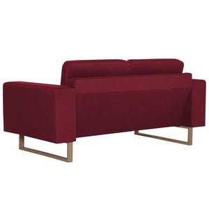 vidaXL 2-Piece Sofa Set Fabric Wine Red