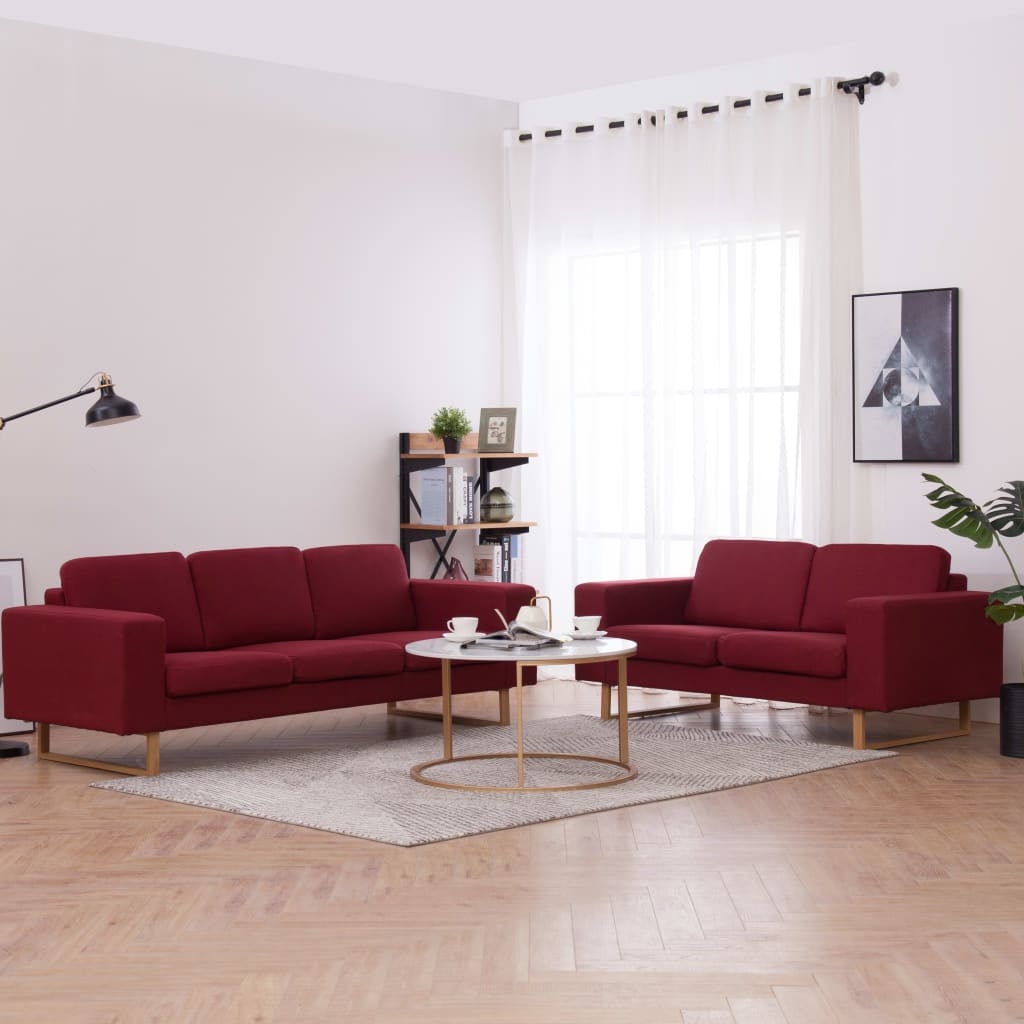 vidaXL 2-Piece Sofa Set Fabric Wine Red