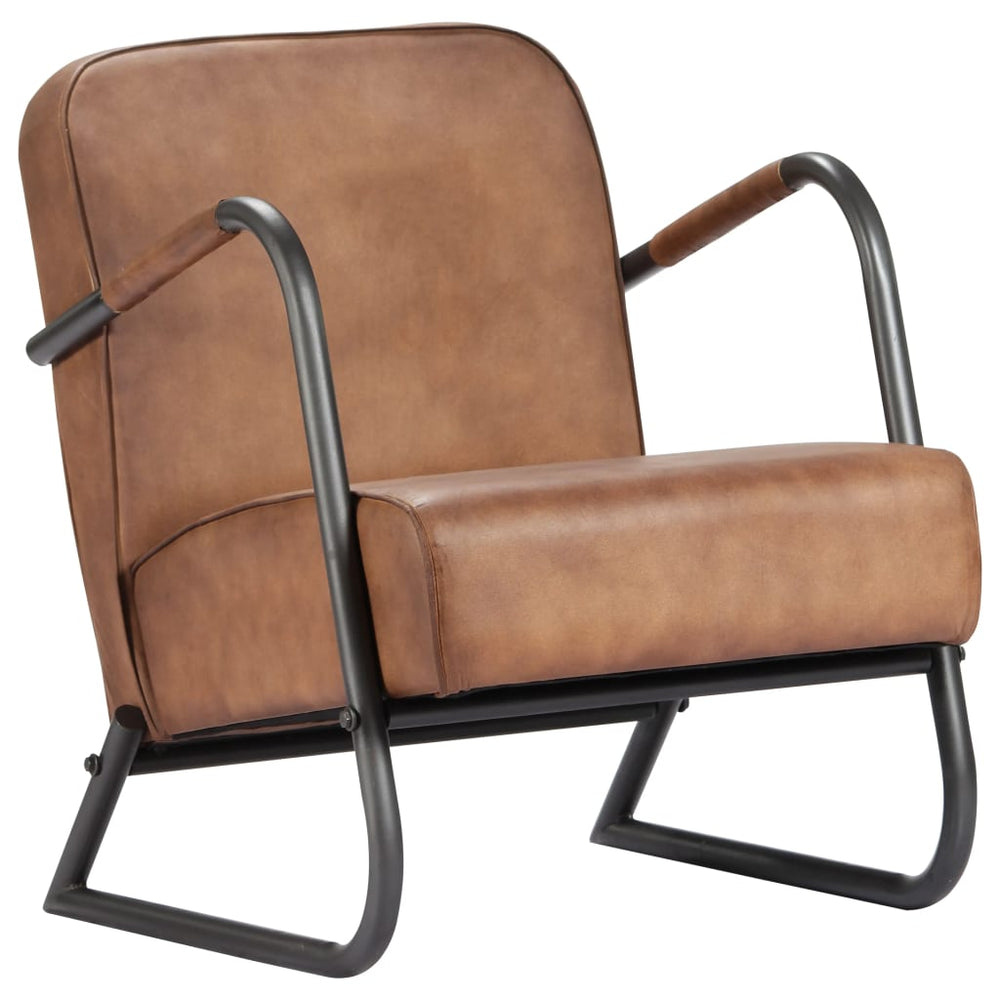vidaXL Recliner Light Brown Genuine Leather