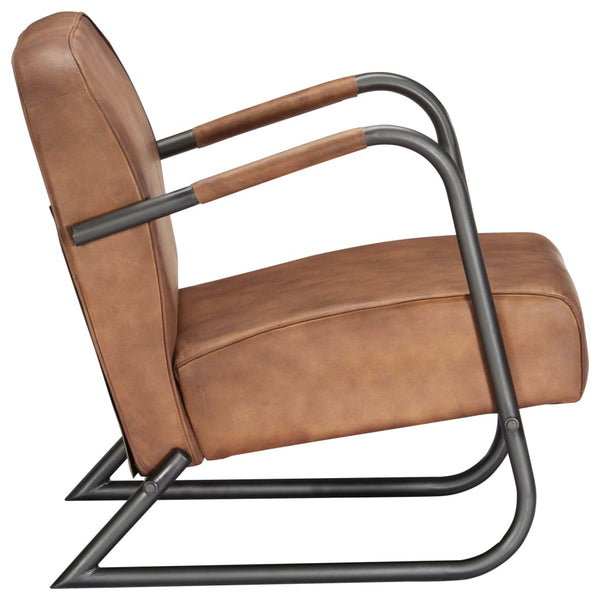 vidaXL Recliner Light Brown Genuine Leather