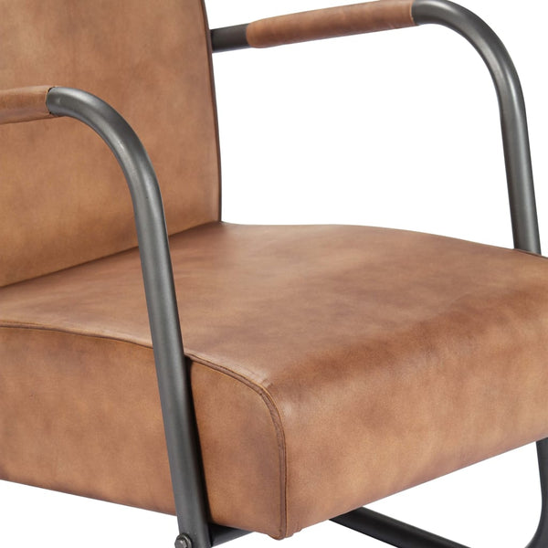vidaXL Recliner Light Brown Genuine Leather