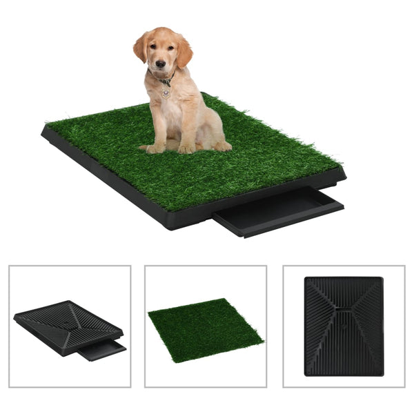 vidaXL Pet Toilet with Tray & Artificial Grass Green 63x50x7 cm WC