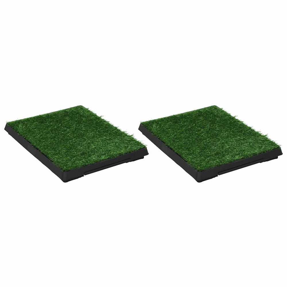 vidaXL Pet Potty 2 pcs with Tray Artificial Grass Green 63x50x7 cm