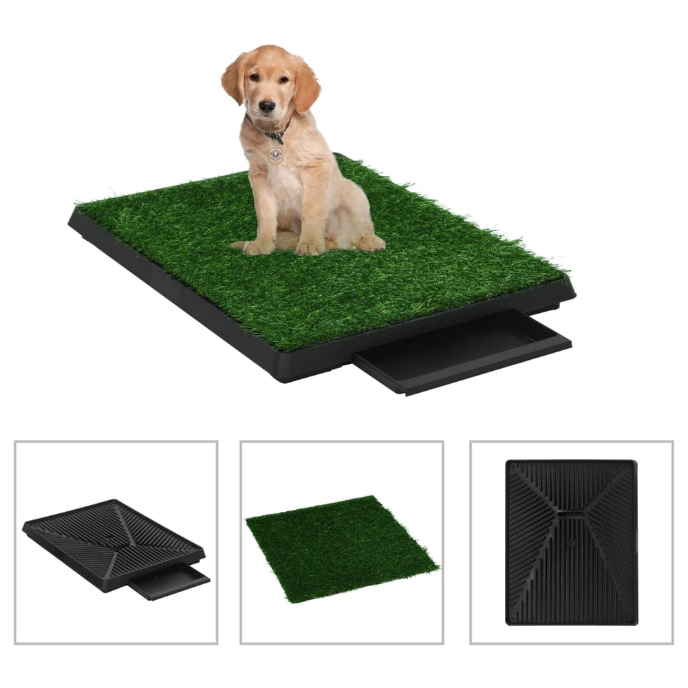 vidaXL Pet Potty 2 pcs with Tray Artificial Grass Green 63x50x7 cm