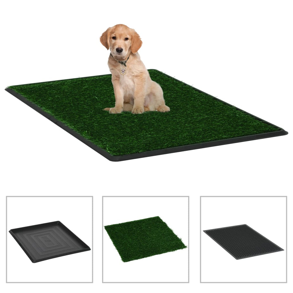 vidaXL Pet Potty with Tray & Artificial Grass Green 64x51x3 cm Toilet