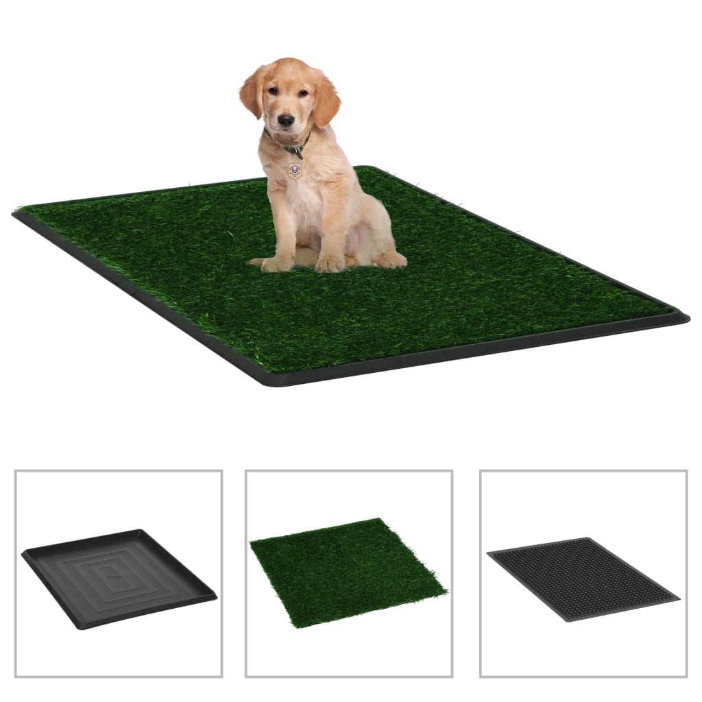 vidaXL Pet Potty with Tray & Artificial Grass Green 64x51x3 cm Toilet