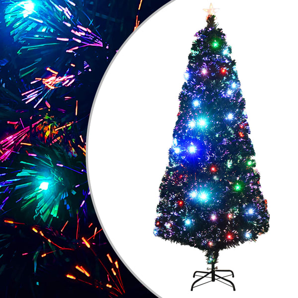 vidaXL Pre-Lit Christmas Tree with Stand and LED 210 cm Fiber Optic