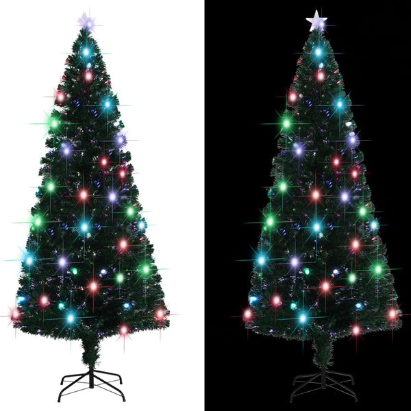 vidaXL Pre-Lit Christmas Tree with Stand and LED 210 cm Fiber Optic