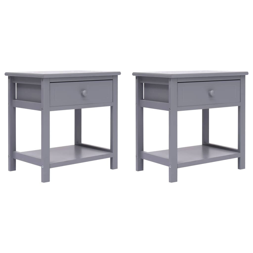 vidaXL Bedside Tables 2 pcs Grey 40x29x42 cm Paulownia Wood