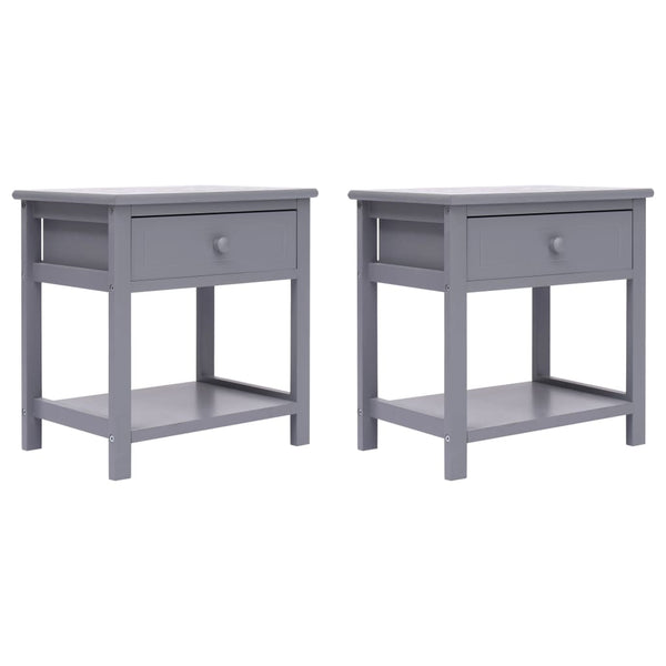 vidaXL Bedside Tables 2 pcs Grey 40x29x42 cm Paulownia Wood