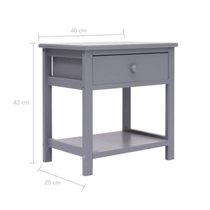 vidaXL Bedside Tables 2 pcs Grey 40x29x42 cm Paulownia Wood