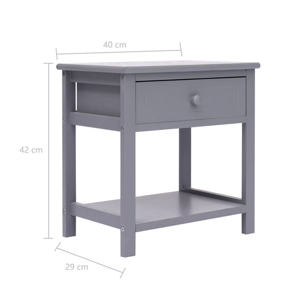 vidaXL Bedside Tables 2 pcs Grey 40x29x42 cm Paulownia Wood