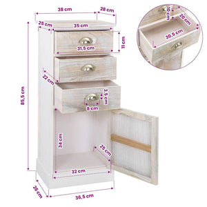 vidaXL Side Cabinet 38x28x86 cm Solid Paulownia Wood
