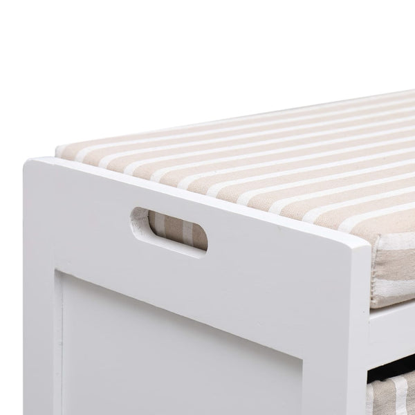 vidaXL Hallway Bench White 70 x 33.5 x 45 cm Paulownia Wood