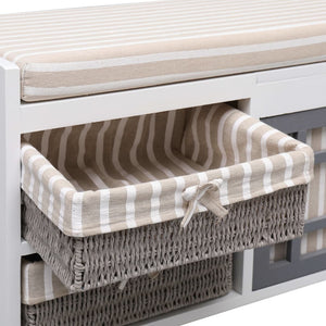 vidaXL Hallway Bench White 70 x 33.5 x 45 cm Paulownia Wood