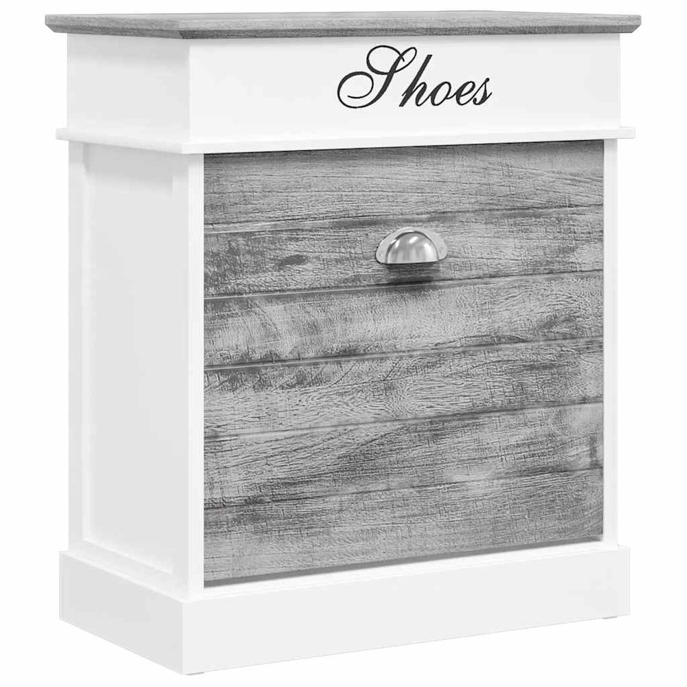 vidaXL Shoe Cabinet Grey 50 x 28 x 58 cm Paulownia Wood