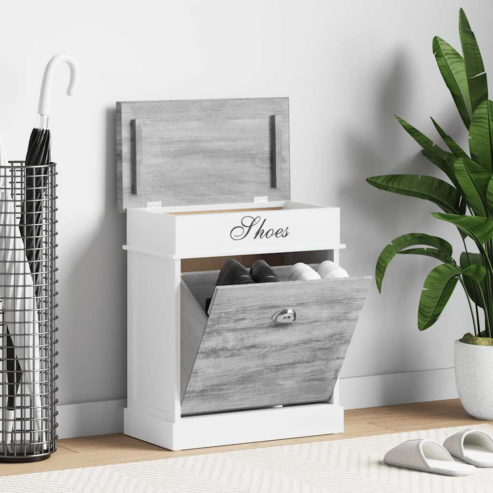 vidaXL Shoe Cabinet Grey 50 x 28 x 58 cm Paulownia Wood