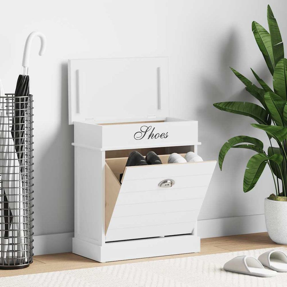 vidaXL Shoe Cabinet White 50 x 28 x 58 cm Paulownia Wood