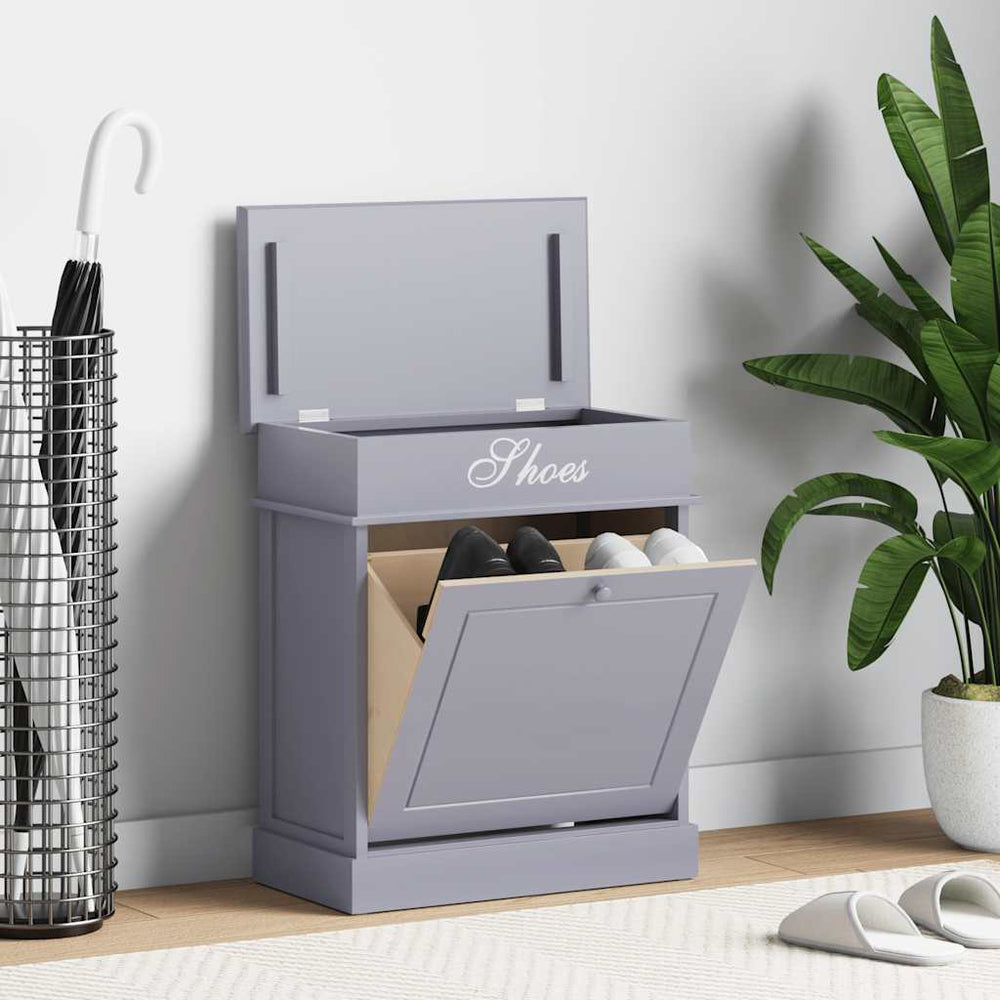 vidaXL Shoe Cabinet Grey 50 x 28 x 58 cm Paulownia Wood