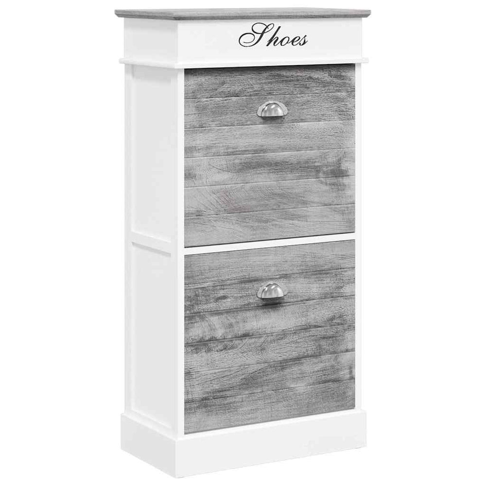 vidaXL Shoe Cabinet Grey 50 x 28 x 98 cm Paulownia Wood