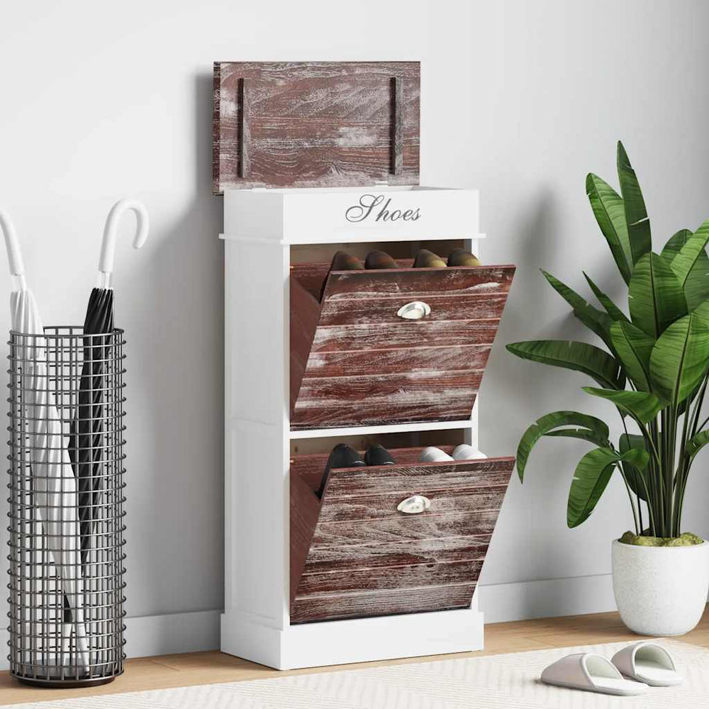vidaXL Shoe Cabinet Brown 50 x 28 x 98 cm Paulownia Wood