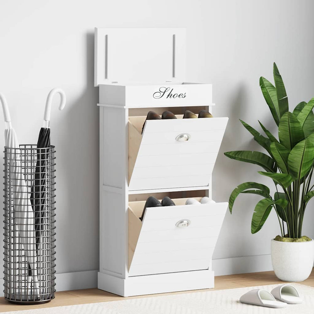 vidaXL Shoe Cabinet White 50 x 28 x 98 cm Paulownia Wood
