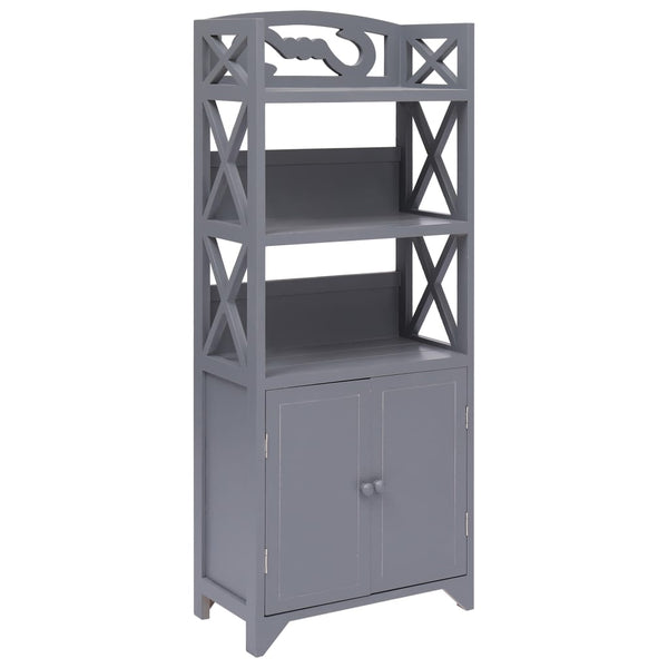 vidaXL Bathroom Cabinet Grey 46x24x116 cm Paulownia Wood