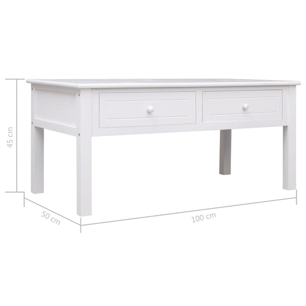 vidaXL Coffee Table White 100 x 50 x 45 cm Wood